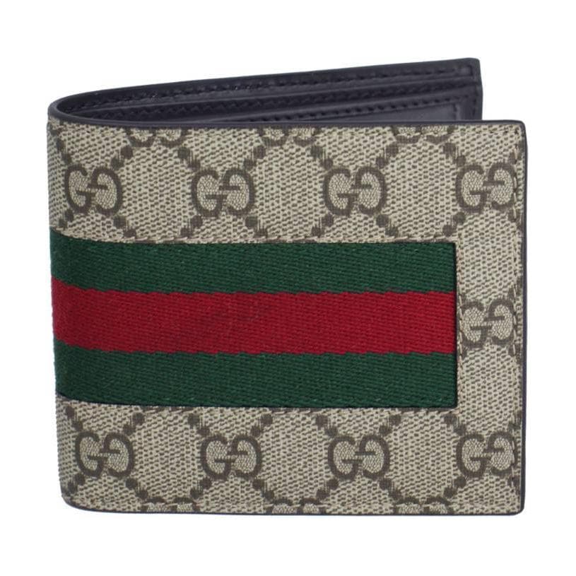 Кошелек GUCCI GG Supreme ПВХ-покрытый холст с кожаными вставками Кошелек Мужской Светлый Умбра - изображение 1