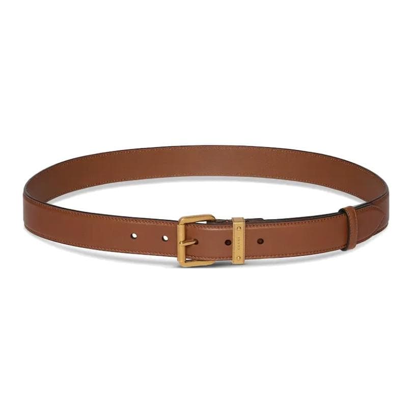 Ремень GUCCI GG Emblem Кожаные ремни Женские Коричневый Ширина ремня 3 см - изображение 1