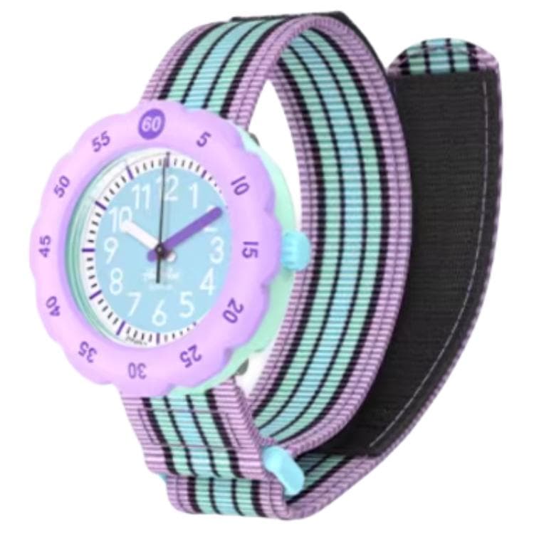 Часы SWATCH Flik Flak Кварцевый механизм Детские часы 34,75 мм Синий циферблат Пластиковый корпус Часы Ткань Шнуровка - изображение 3