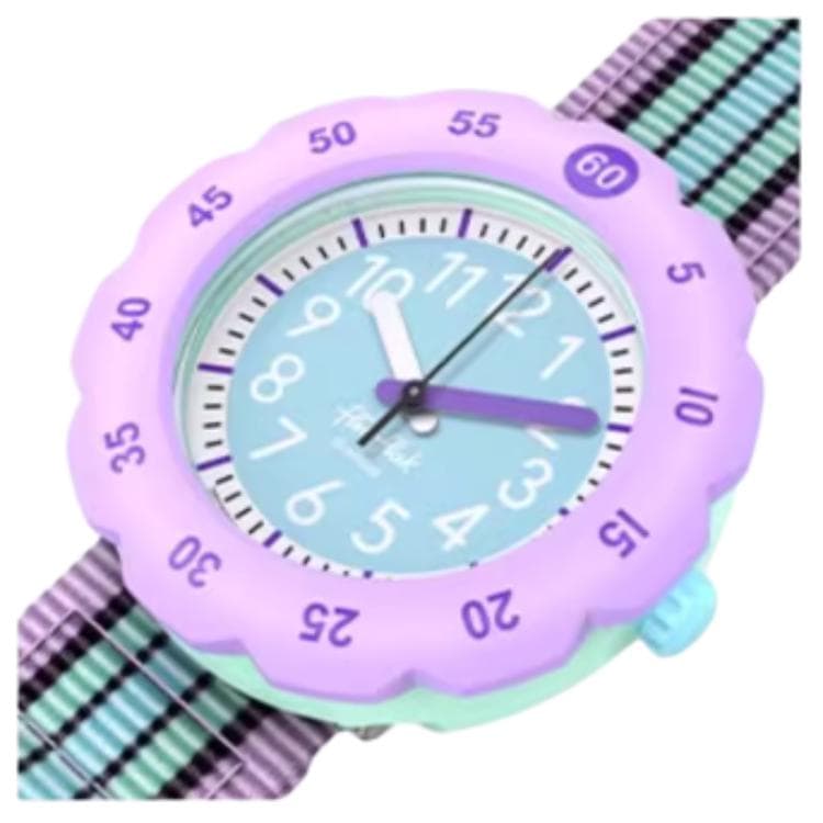 Часы SWATCH Flik Flak Кварцевый механизм Детские часы 34,75 мм Синий циферблат Пластиковый корпус Часы Ткань Шнуровка - изображение 2