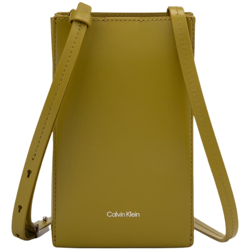 Сумка для телефона Calvin Klein Чехол для телефона из коровьей кожи среднего размера женский травяного желтого цвета - изображение 1