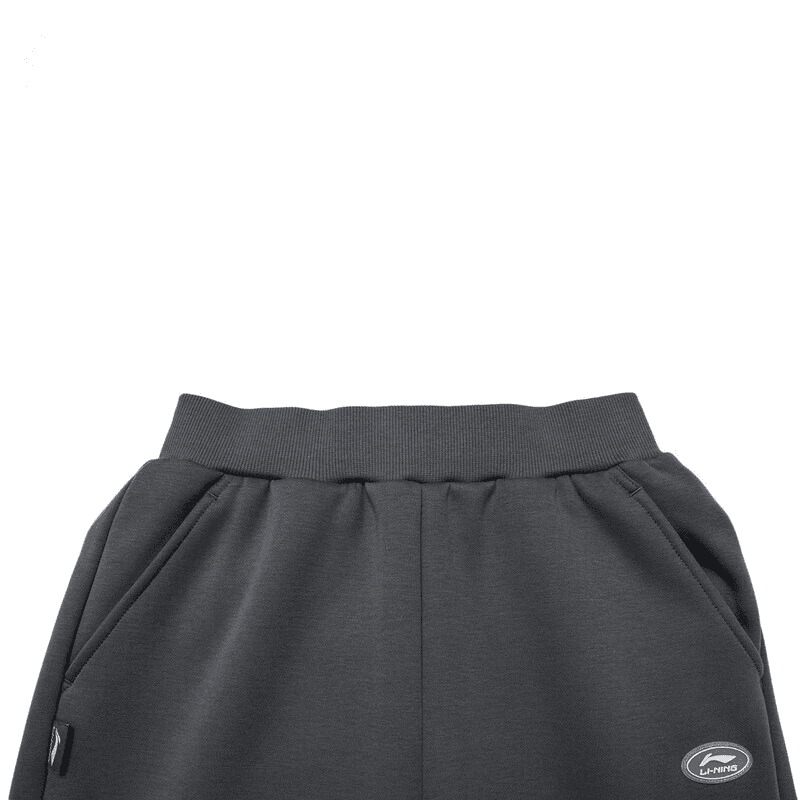 Li NING Young Спортивные трикотажные брюки С флисовой подкладкой Однотонный Эластичный манжет Флис Теневой серый Детский - изображение 3