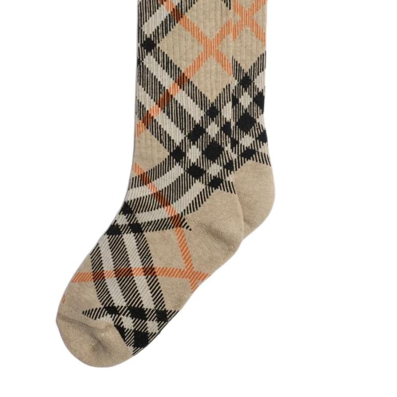 Носки Burberry Check Хлопковая смесь Носки Высокие носки Женские 1 упаковка Коричневый - изображение 4