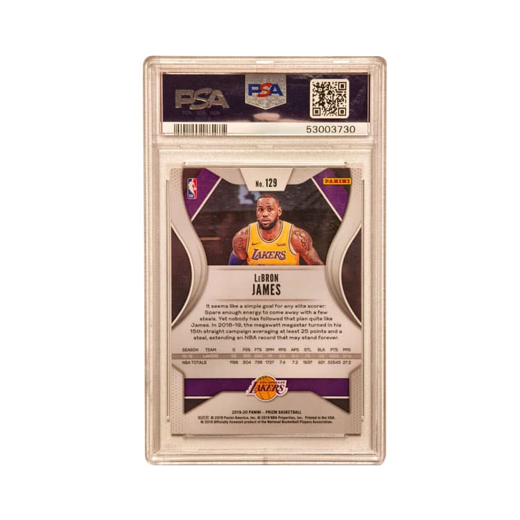 PANINI 2019 20 PRIZM Леброн Джеймс Основа Подпись Белая Обувь Классический Классический Сертифицированные Карты PSA 10 - изображение 2