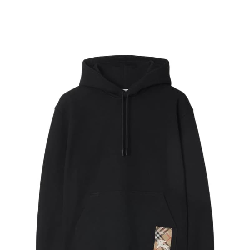Худи Burberry Check Этикетка Хлопковый Толстовка Худи-Ханьфу Мужской Черный - изображение 2