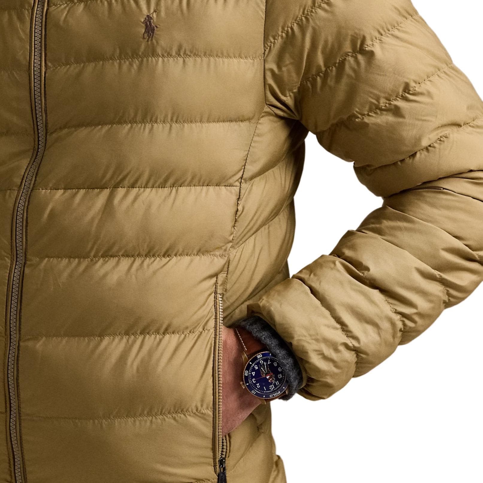 Зимняя куртка пуховик Polo Ralph Lauren Хлопковый пуховик мужской хаки - изображение 6