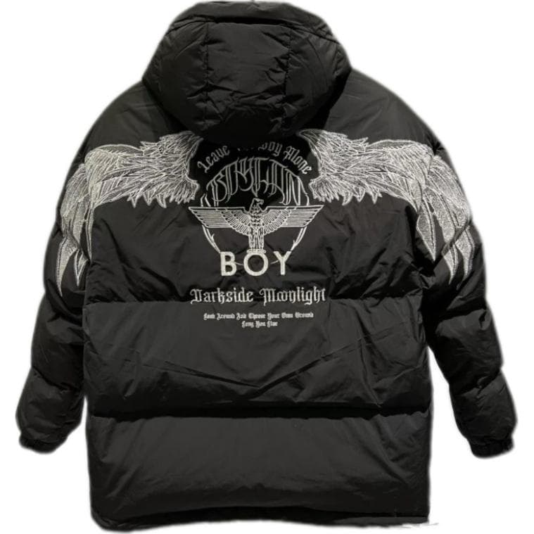 Зимняя куртка BOY LONDON Мужской пуховик черного цвета с серебряной вышивкой на нити - изображение 2