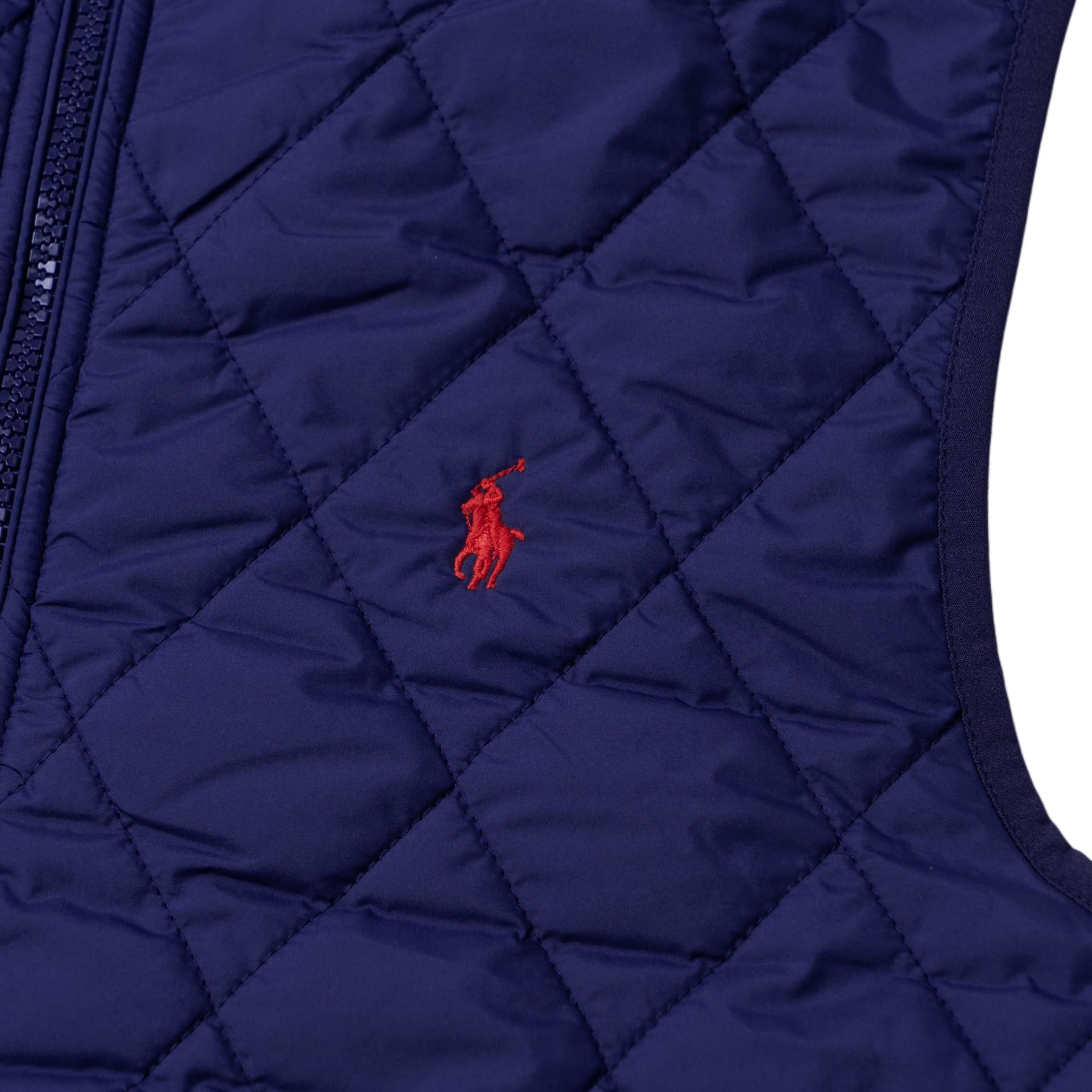 Polo Ralph Lauren FW24 Пони Вышивка Однотонный Воротник-стойка Без рукавов Молния Наполнитель Жилет Морской синий - изображение 4