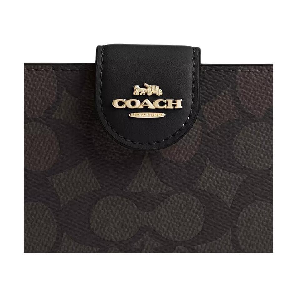 Кошелек COACH SignatureCanvas Высококачественные кожаные кошельки для женщин цвет грецкий орех и черный - изображение 4