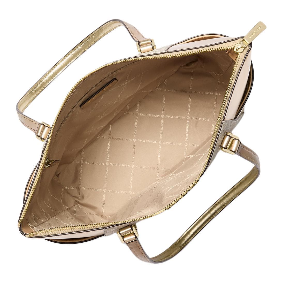 Мини-сумка MICHAEL KORS Charlotte Покрытый холст Тоут Сумка Сумка для покупок Сумка на плечо Большая Женская Светло-золотая - изображение 2