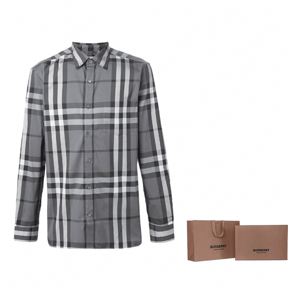 Рубашка Burberry Large Check Shirt Carbon Gray — фото 6