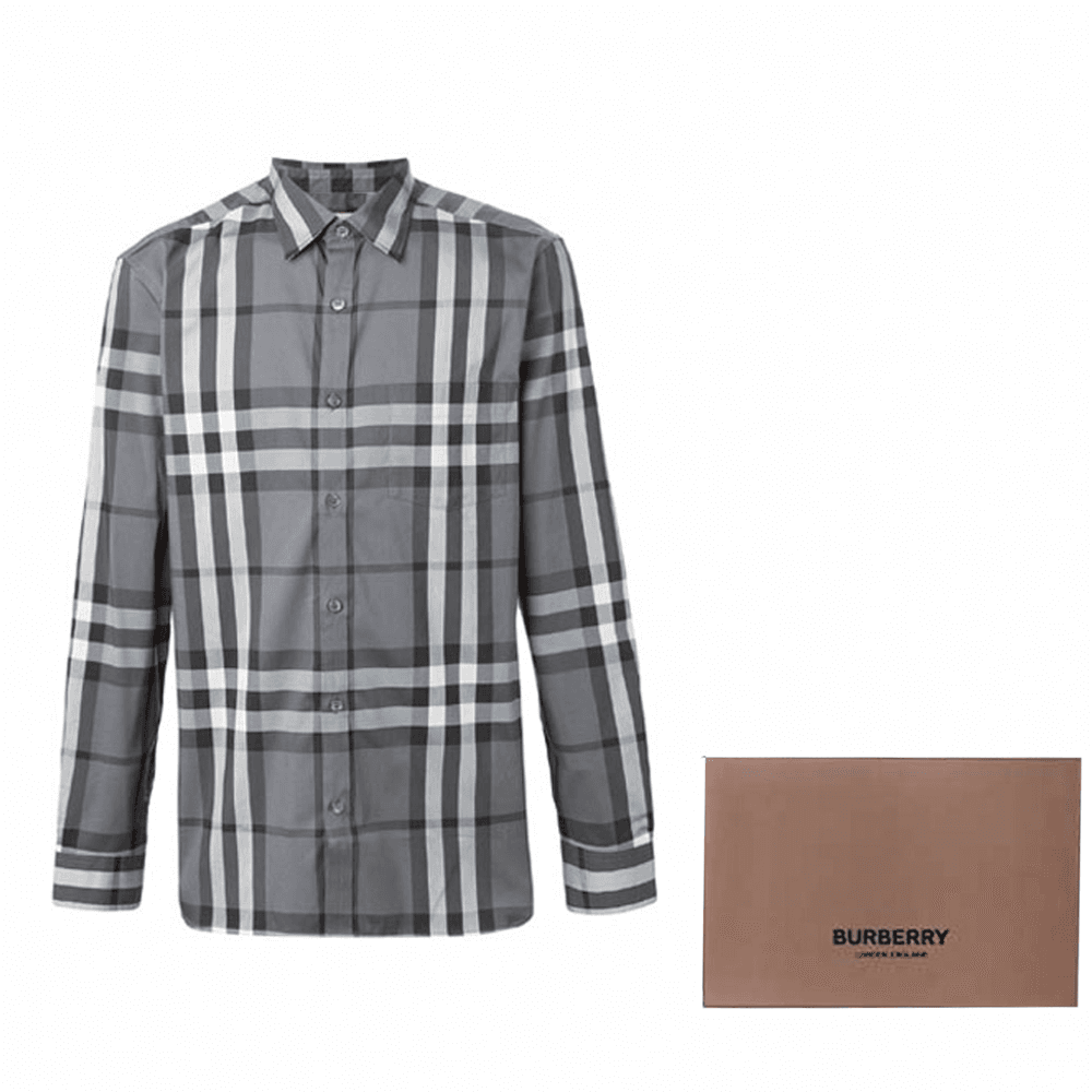 Рубашка Burberry Large Check Shirt Carbon Gray — фото 5