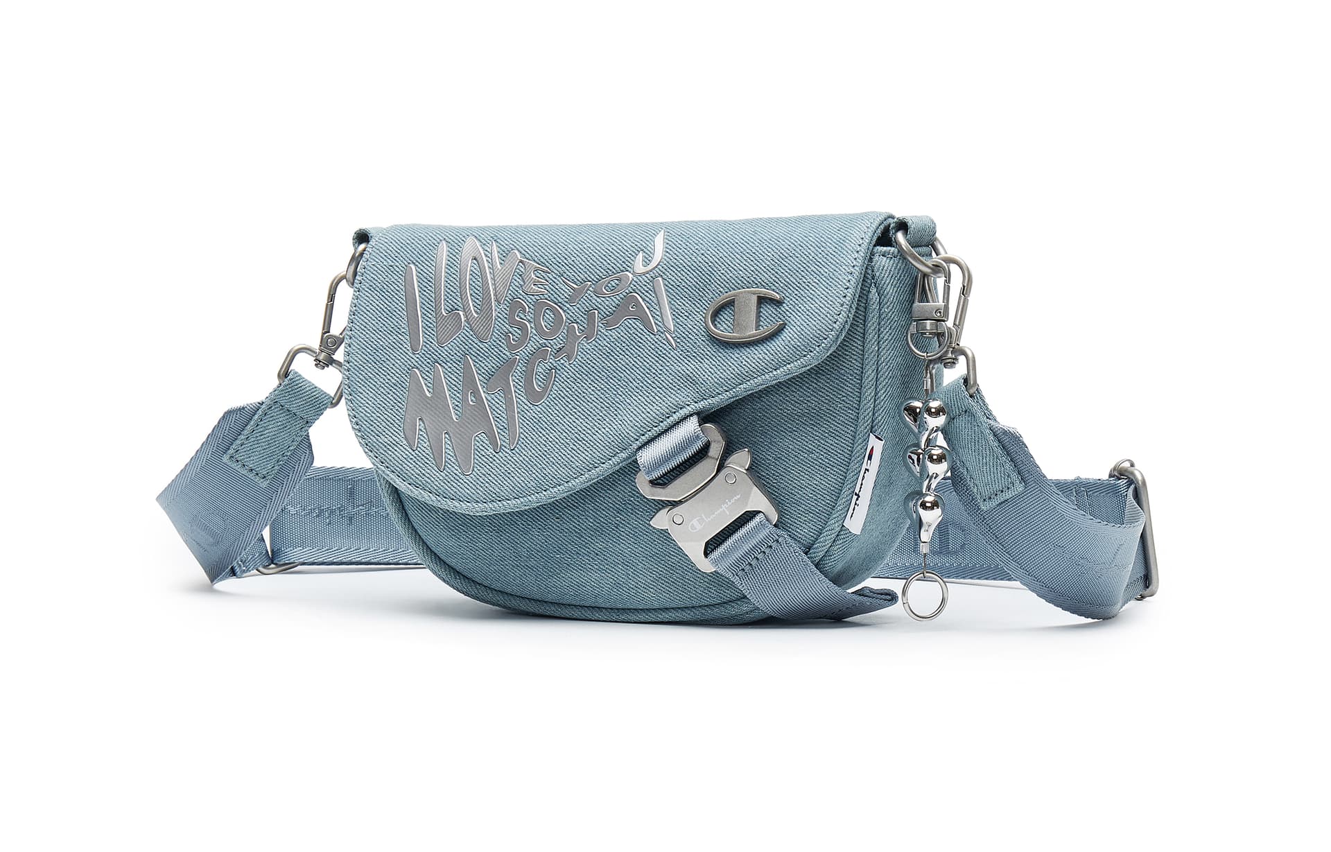 Сумка через плечо Champion Saddle Bag Ткань Сумка через плечо Женская Светло-Синий Деним Очистка Розовый - изображение 3