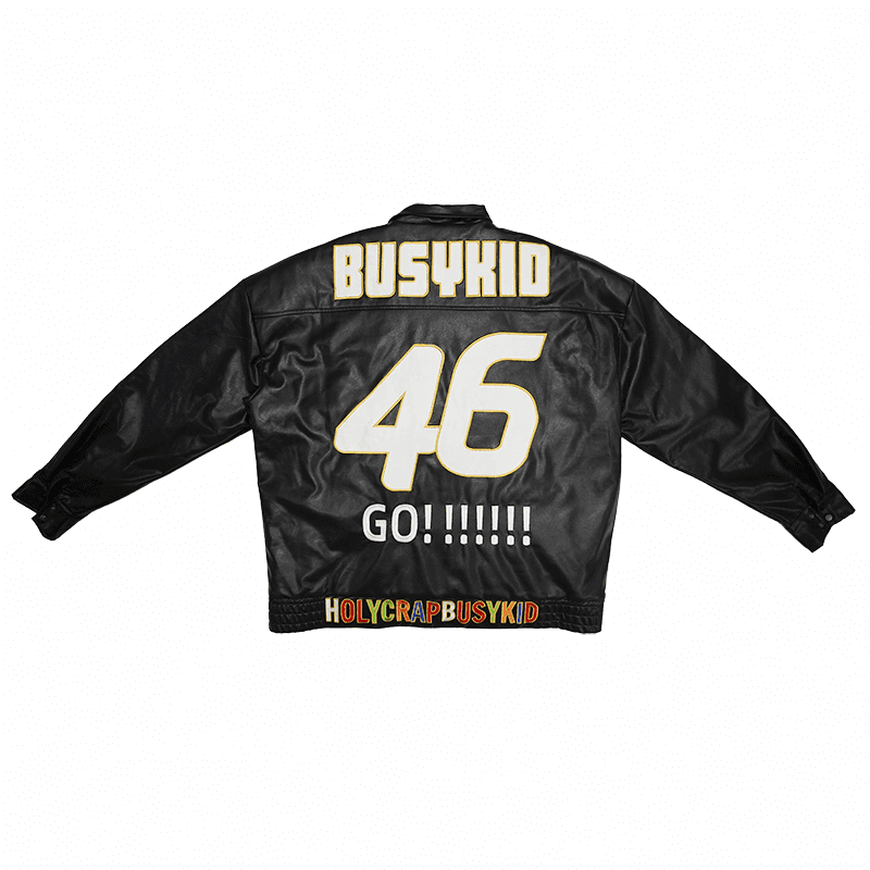 Кожаная куртки Holycrap Hip Hop Embroidered Jacket Black - изображение 7