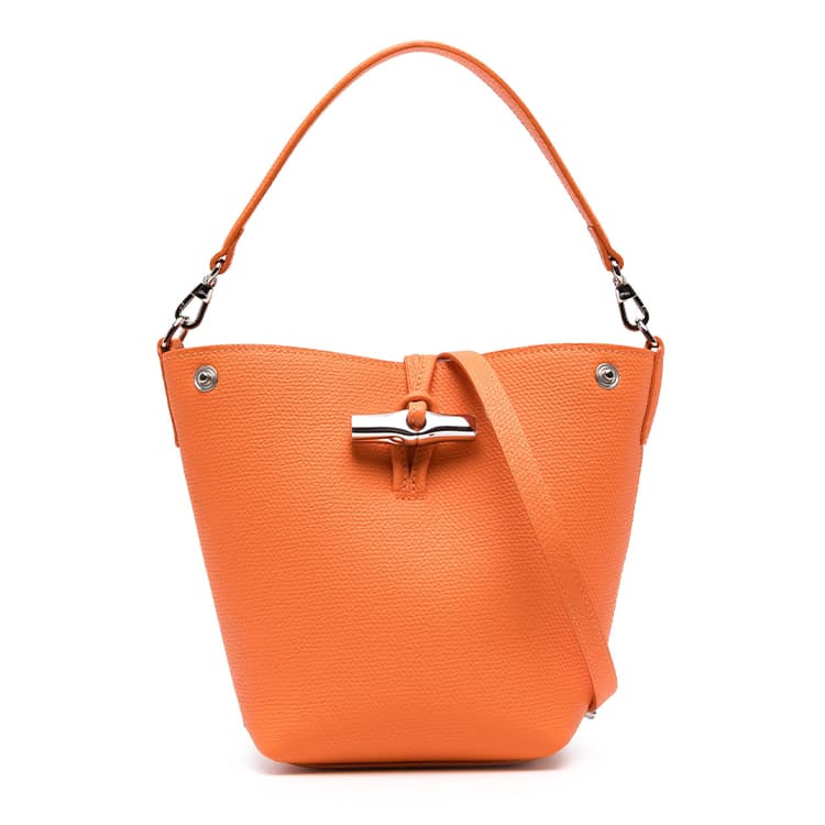 Сумка LONGCHAMP Le Roseau Коровья кожа Ведрообразная сумка Сумка через плечо Мини для женщин Оранжевый - изображение 1