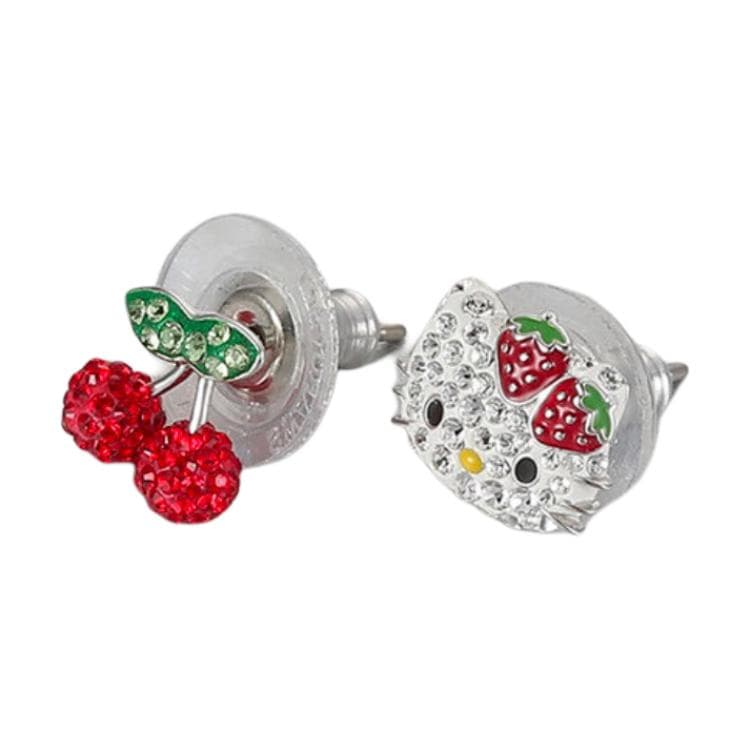 Серьги Swarovski Hello Kitty Оригинальный дизайн Искусственный кристалл Серьги-гвоздики Женские Белые Золото с покрытием - изображение 3