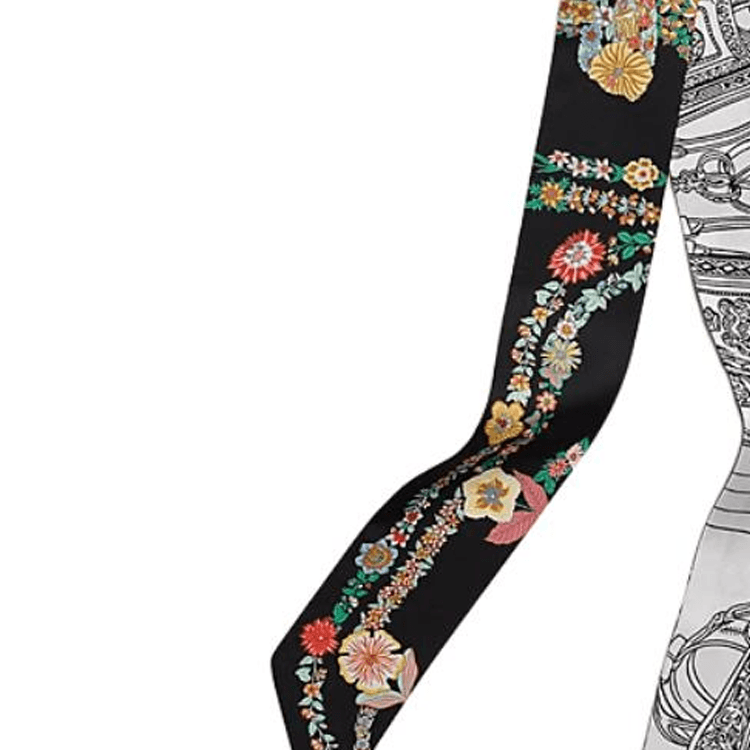 Платок HERMES Шарфы из шелка Тутового дерева Женские Черный Белый - изображение 2
