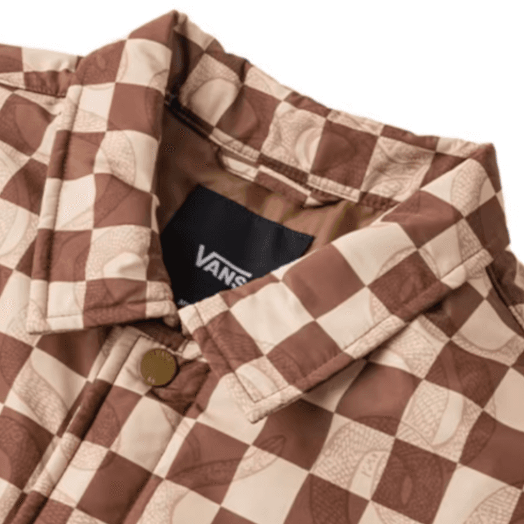 Куртка Vans LT Хлопковый пуховик Унисекс Коричневый Шахматный узор - изображение 3
