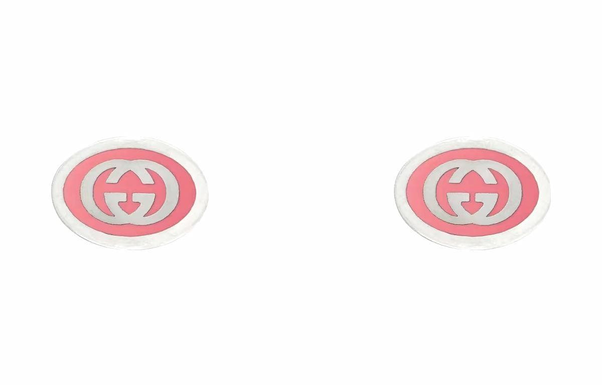 Серьги Gucci Interlocking Double G Enamel Earrings Pink - изображение 1