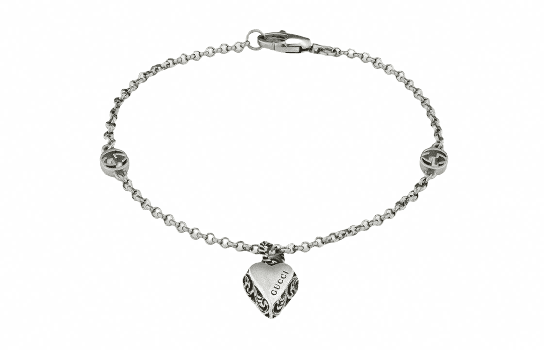 Браслет Gucci Heart Pendant 925 Silver Bracelet - изображение 1