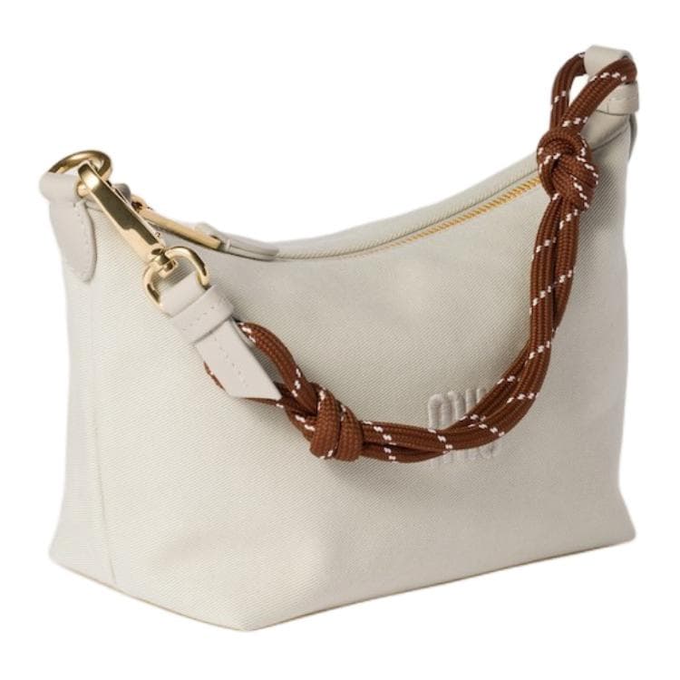 Мини-сумка Miu Miu Embroidered Logo Cotton Tote White - изображение 2