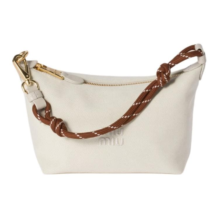 Мини-сумка Miu Miu Embroidered Logo Cotton Tote White - изображение 1