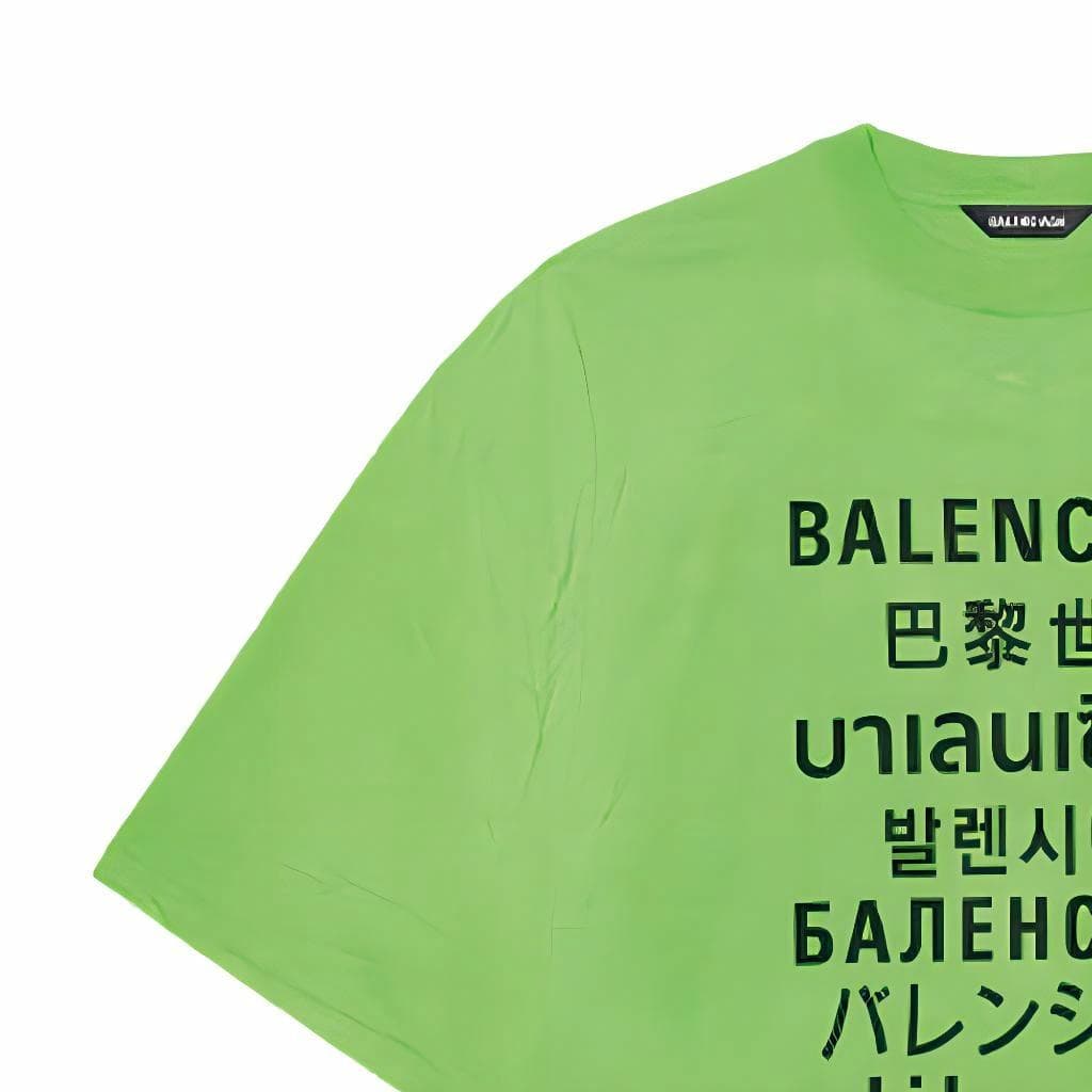 Футболка Balenciaga SS21 Multilingual T-Shirt Green - изображение 6
