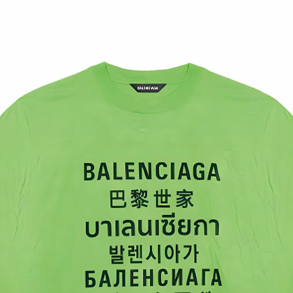 Футболка Balenciaga SS21 Multilingual T-Shirt Green - изображение 5