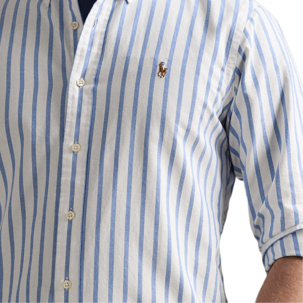 Рубашка Polo Ralph Lauren Рубашка Смешанная Материал Мужская Синяя Белая Многоцветная - изображение 5