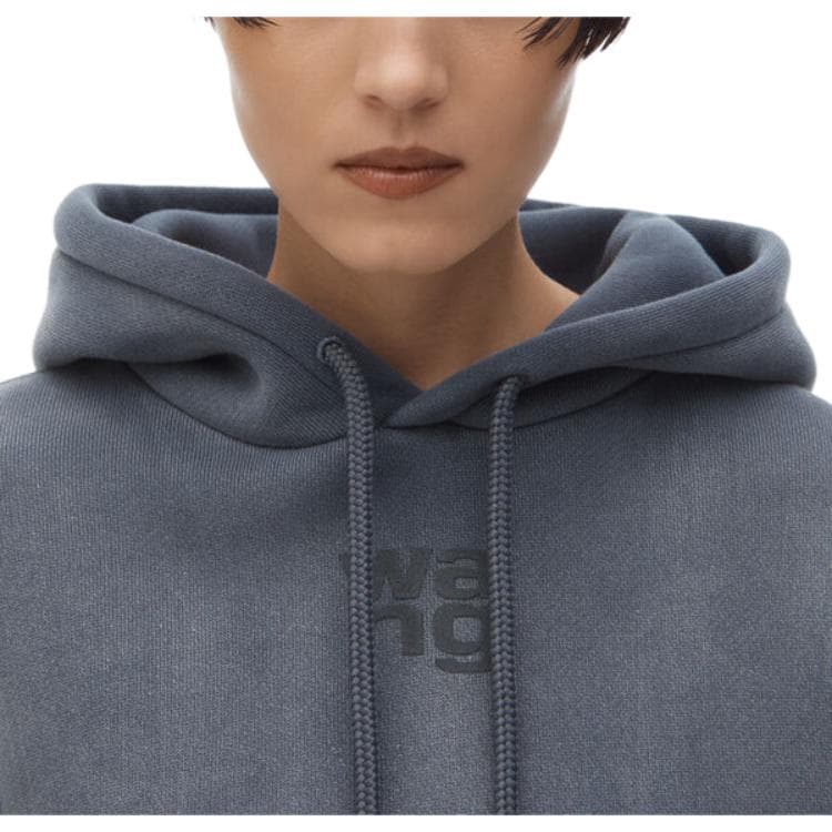Худи Alexander Wang FW24 Логотип Однотонный Удобный С капюшоном Длинный рукав С флисовой подкладкой Толстовка Женский - изображение 2