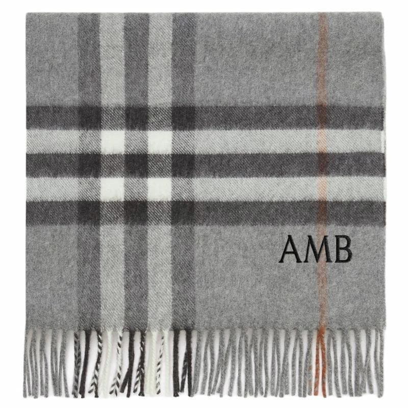 Шарф Burberry Classic Check Cashmere Scarf Gray - изображение 5