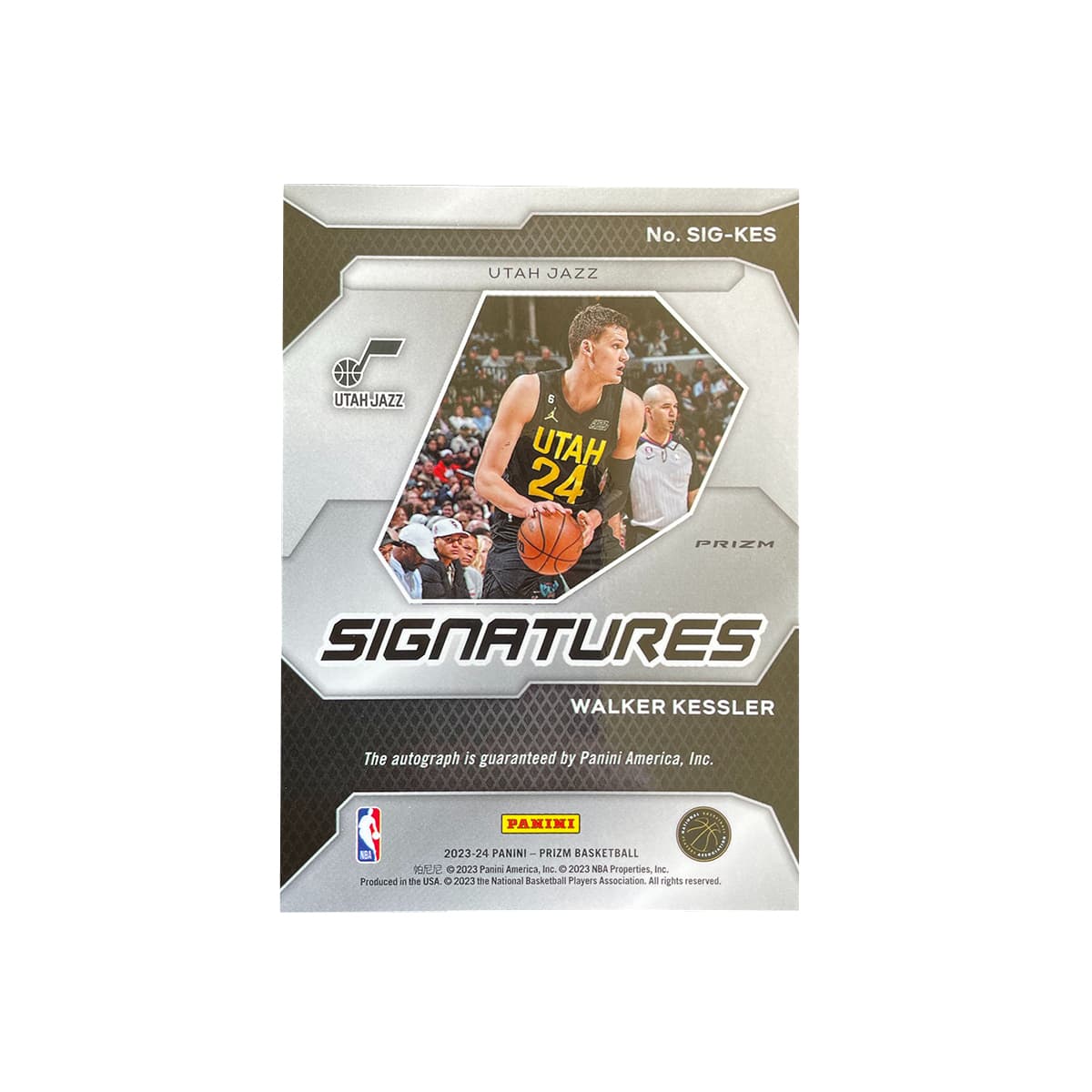 Коллекционные карточки PANINI 2023 24 PANINI PRIZM Уокер KESSLER Серебряный PRIZM Подпись PARALLEL Вкладыш Jazz Trading Карты Спортивные Карты - изображение 2