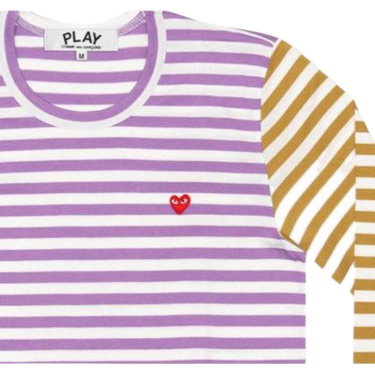 Футболка CDG Play SS22 Bi-Colour Stripe T-Shirt GreyPurple T - изображение 2