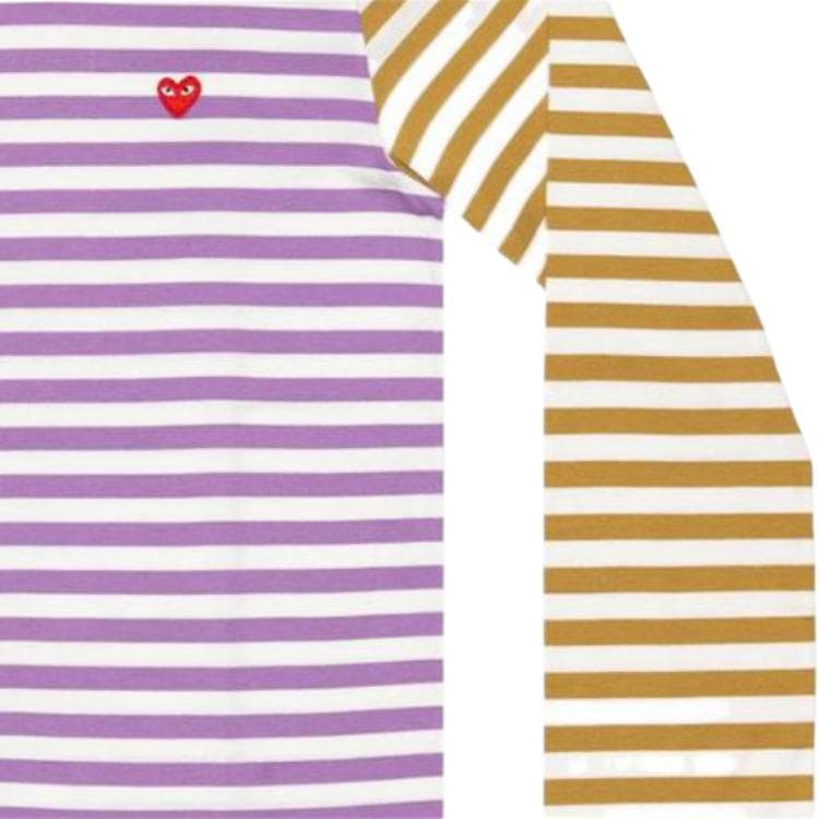 Футболка CDG Play SS22 Bi-Colour Stripe T-Shirt GreyPurple T - изображение 3
