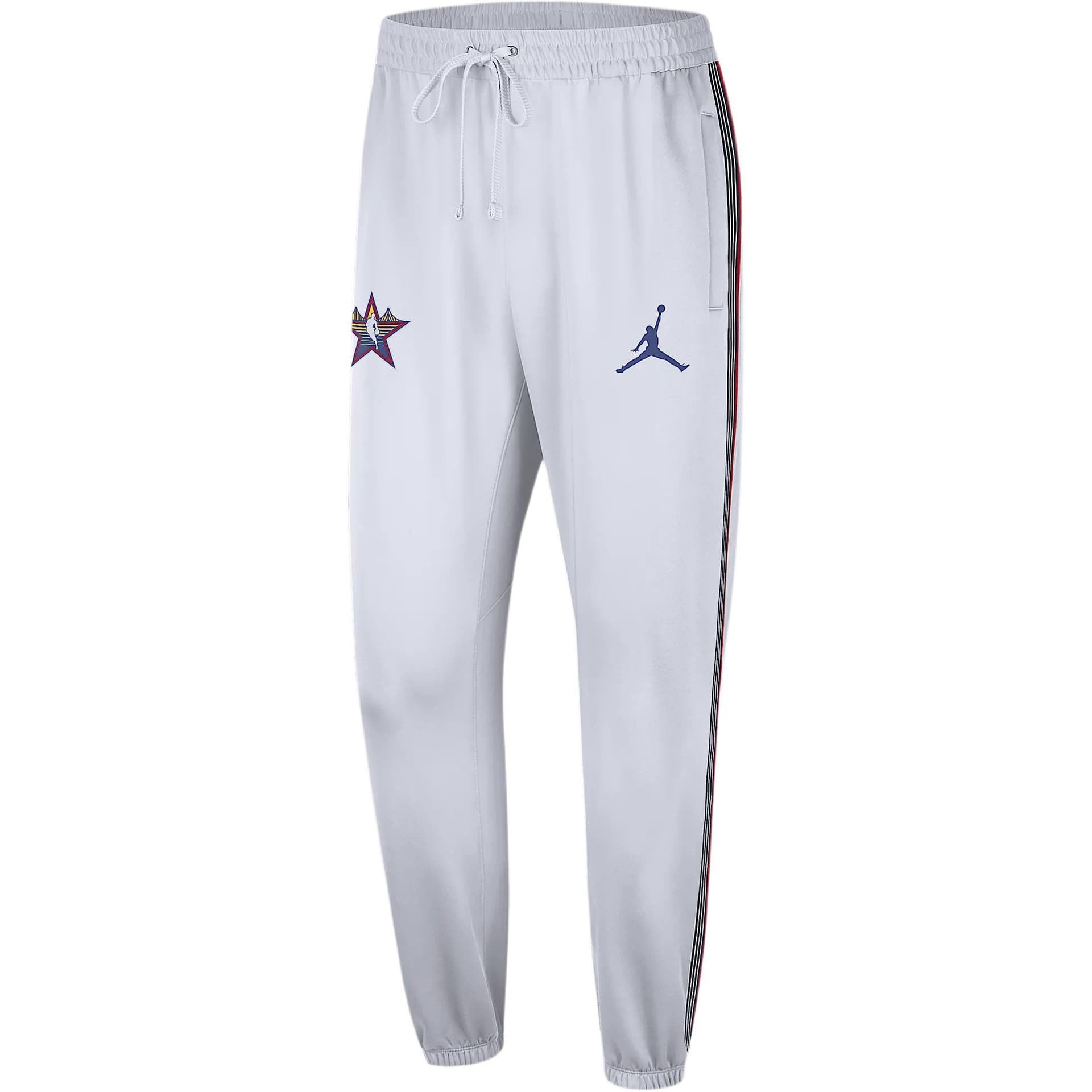 Штаны Jordan x NBA All-Star Оригинальная фирменная розовая коробка с логотипом Быстросохнущий Удобный На шнурках Эластичный манжет Вязаные Тренировочные брюки Мужской Белый - изображение 1