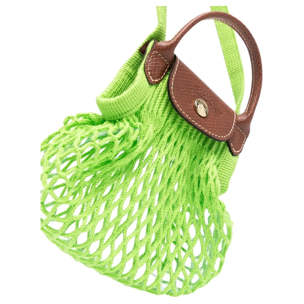 Сумка LONGCHAMP Le Pliage Filet Хлопковая Сумка через плечо Сумка Мини Женская Неоново-зеленая - изображение 3