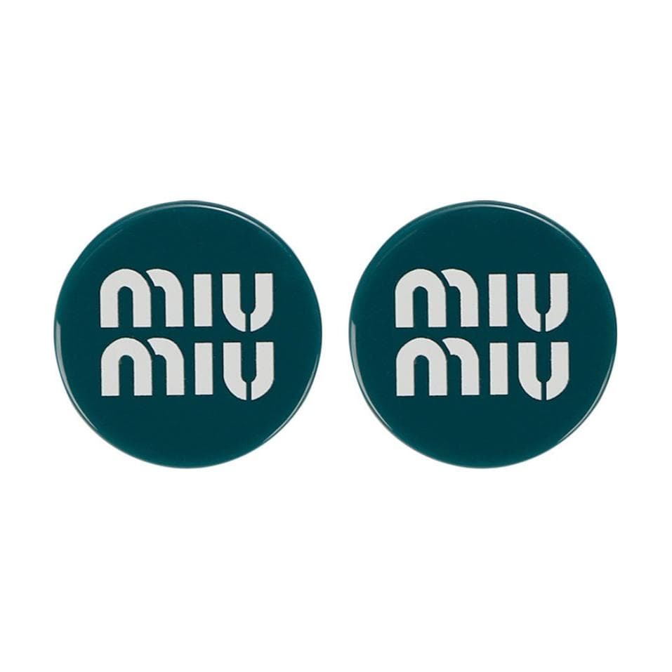 Серьги MIU MIU Оригинальный дизайн органическое стекло металл серьги женские зеленый - изображение 1