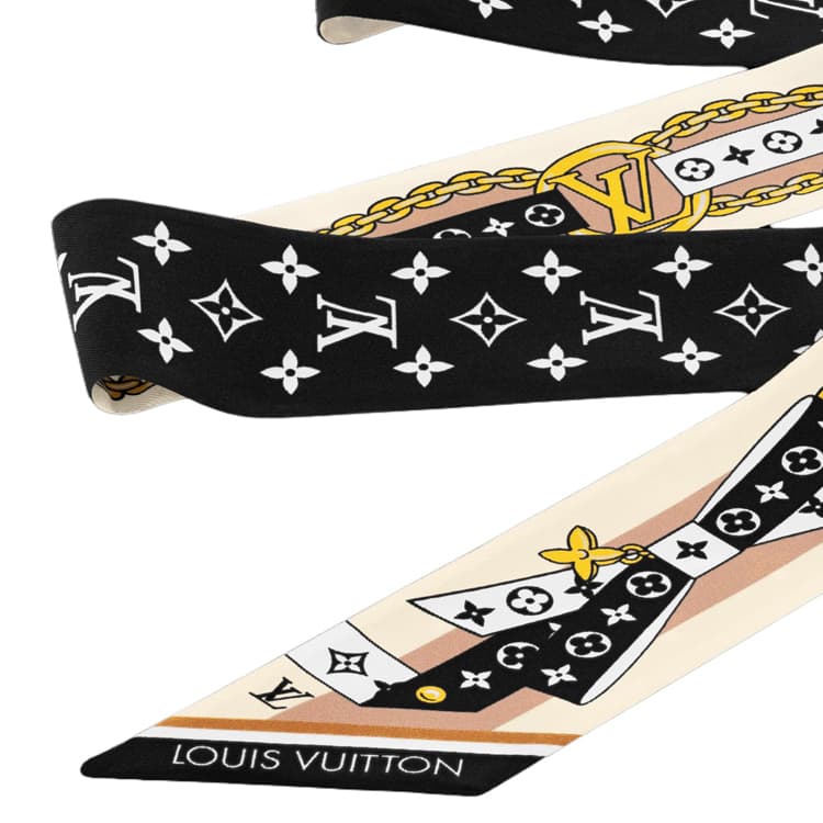 Платок LOUIS VUITTON Бандо Шелковые Шарфы Женские Черные - изображение 3