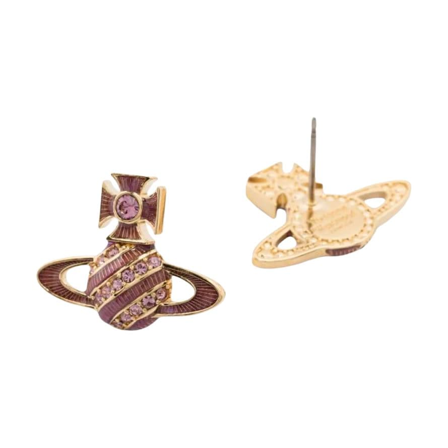 Серьги Серьги-гвоздики Vivienne Westwood из латуни с аметистом женские золото - изображение 2