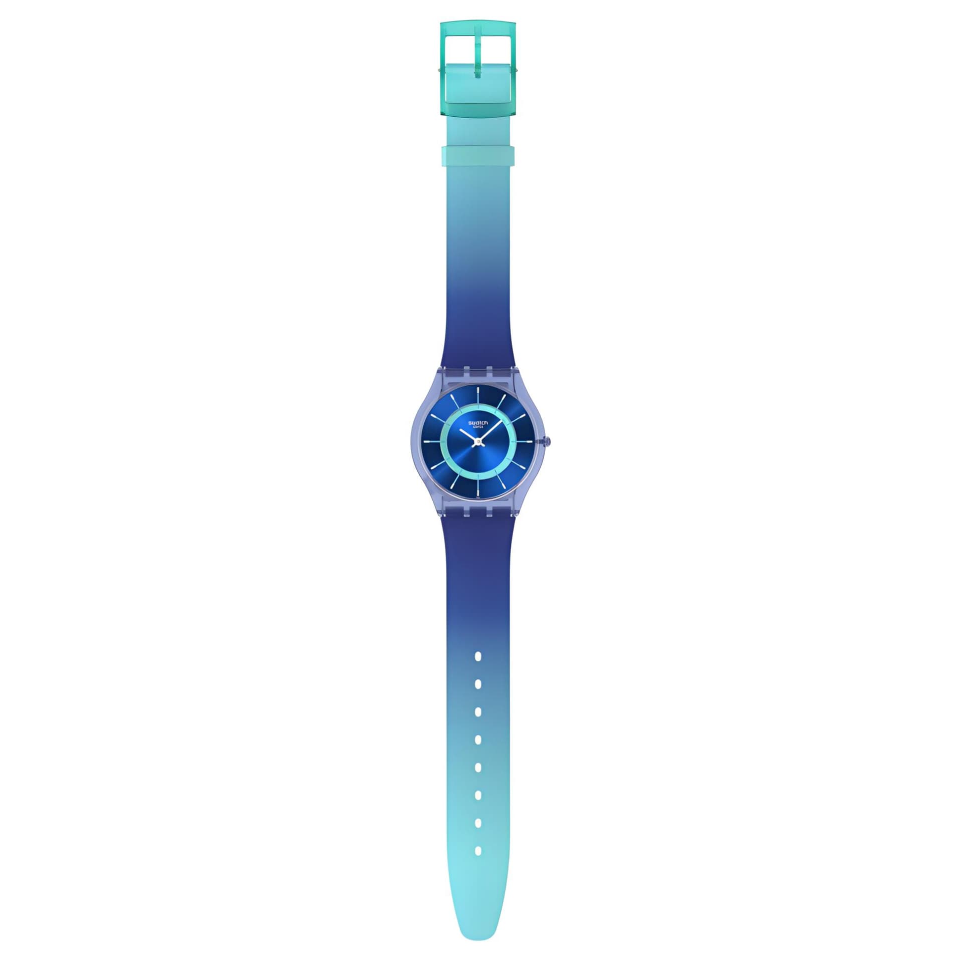 Часы SWATCH Кожа Кварцевый механизм Унисекс Часы 34 мм Синий циферблат Био-основанные Чехлы для часов Силиконовый ремешок - изображение 2