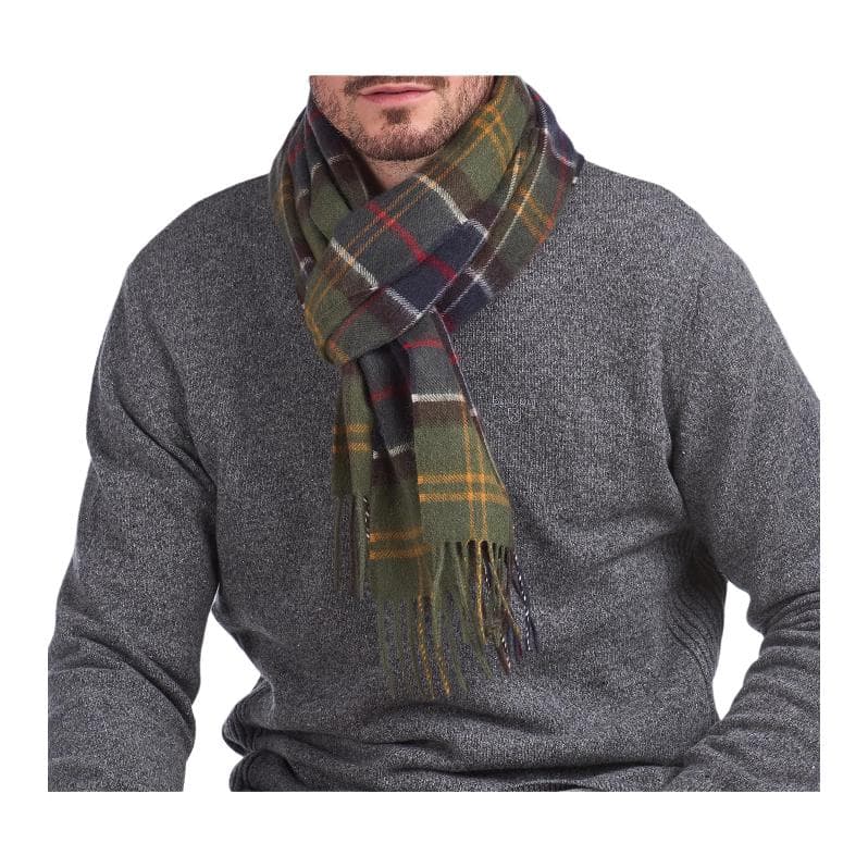 Шарф Barbour Шерсть Плюш с узором в кругах Вязаные шарфы Мужской Зеленый - изображение 5