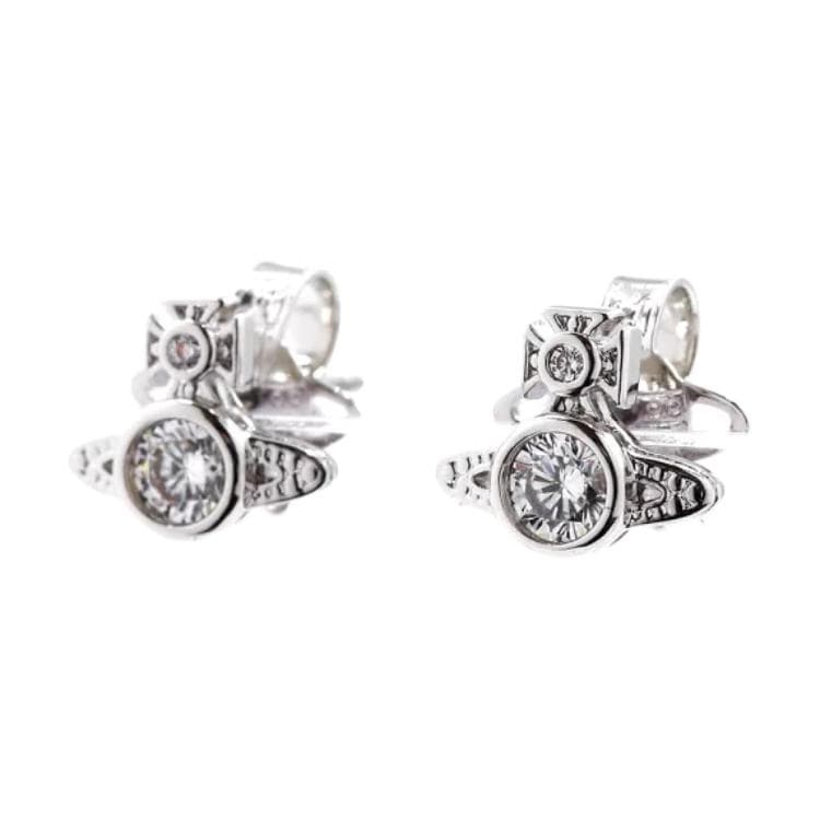 Серьги Vivienne Westwood Crystal Platinum Brass Saturn Серьги-гвоздики Женские Серебряные - изображение 2