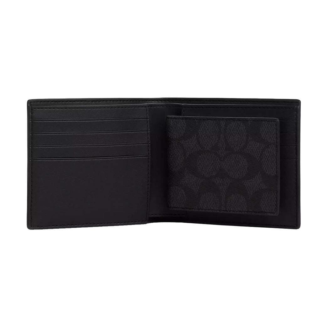Кошелек COACH 3 IN 1 Wallet ПВХ (поливинилхлорид) Кошелек Мужской Черный - изображение 4