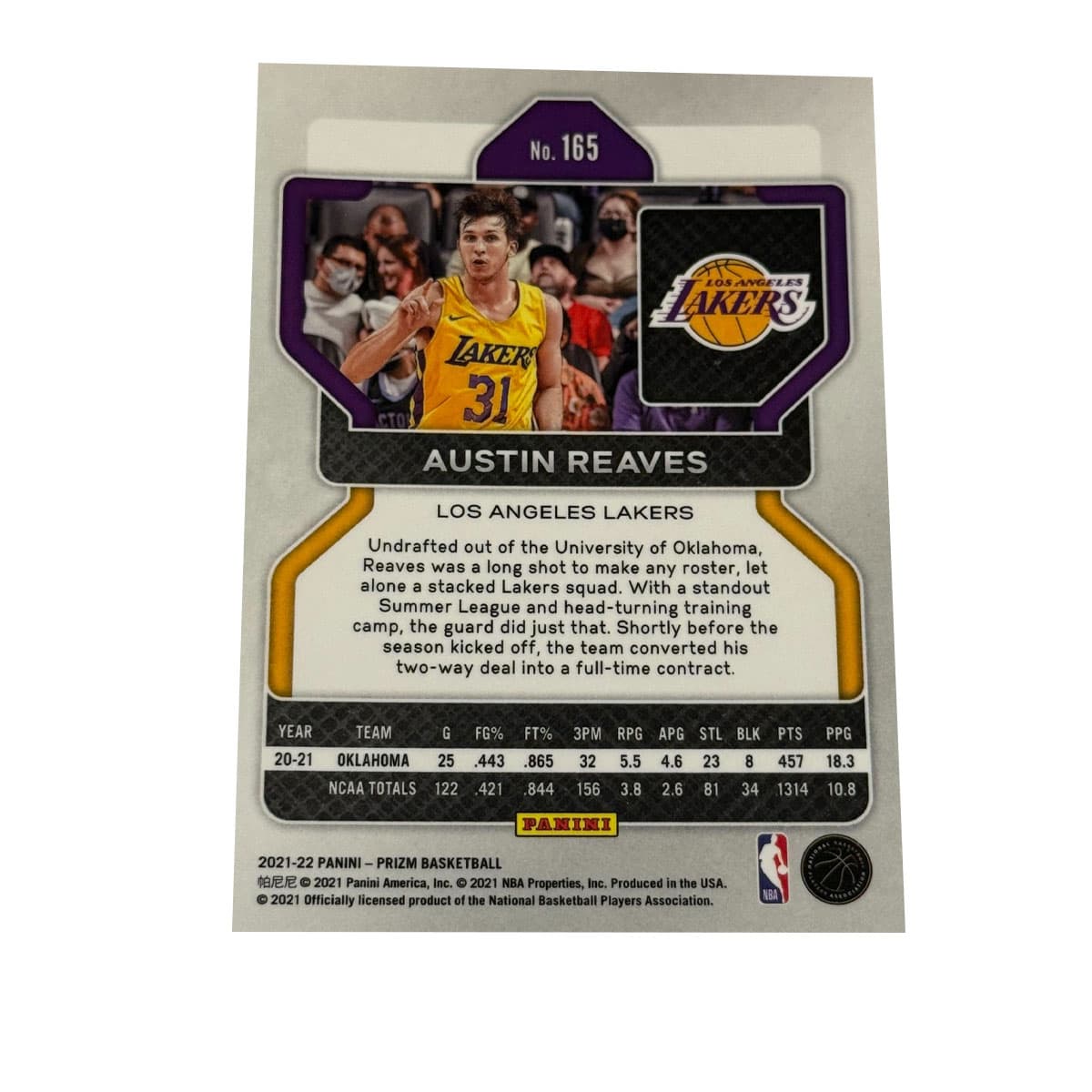Коллекционные карточки PANINI 2021 22 Баскетбол NBA PRIZM Остин Ривз Rc PZ Лейкерс Остин Ривз Новые звезды Спортивные карты 1 шт - изображение 2