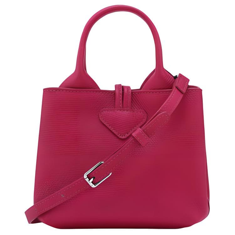 Сумка LONGCHAMP Le Roseau Сумка через плечо из телячьей кожи мини-версия женская розово-красная - изображение 5