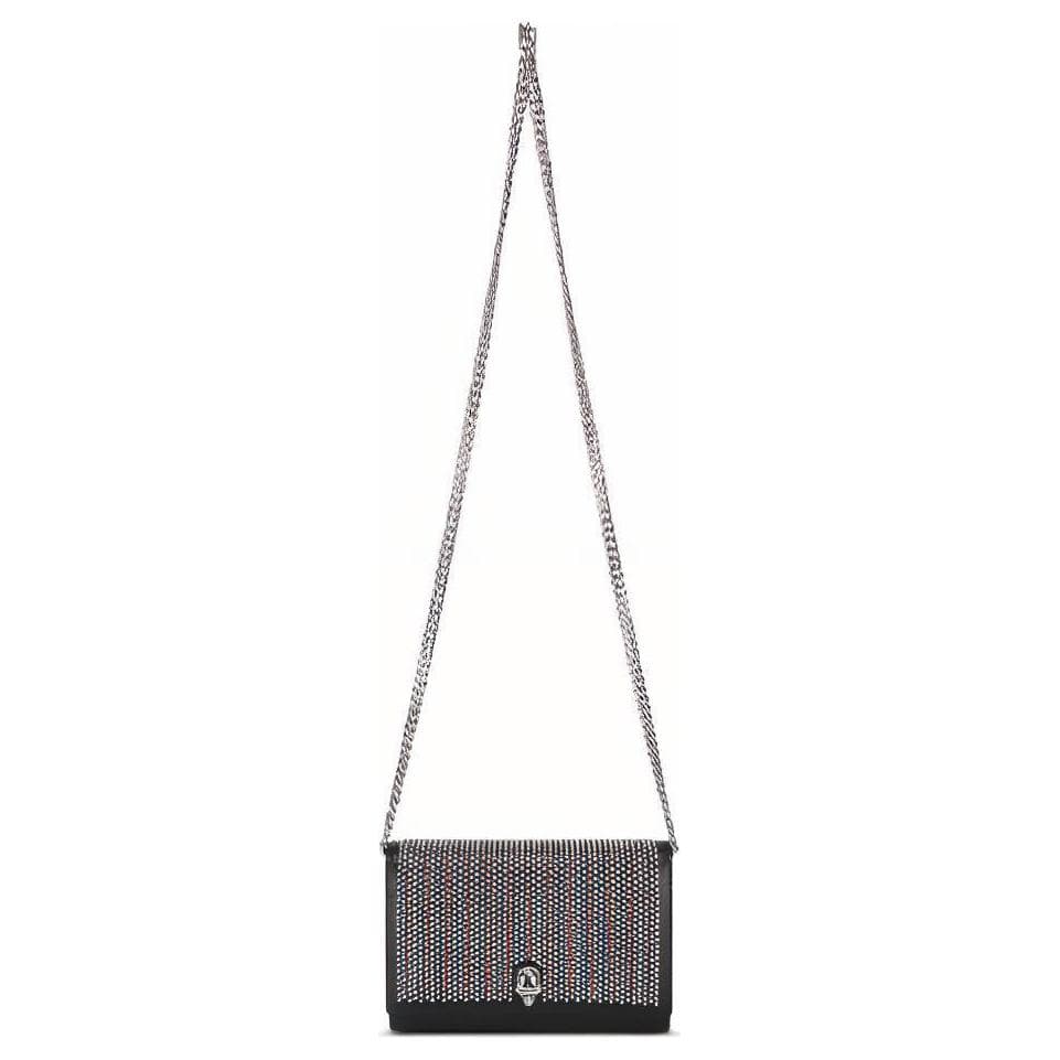 Мини-сумка Alexander McQueen Silver Studded Skull Leather Shoulder Bag Black - изображение 2