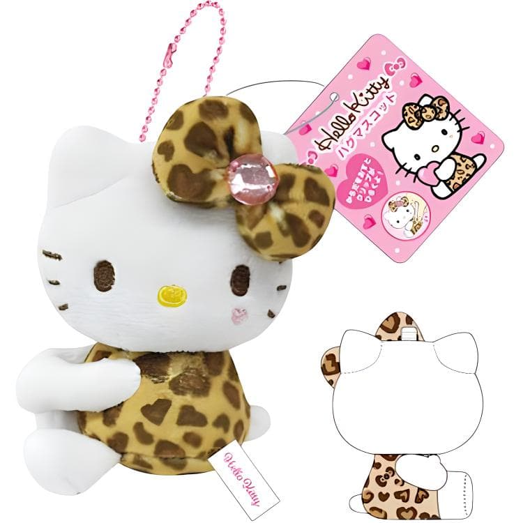 Санрио Hello Kitty Леопардовый принт Кукла Плюшевая Подвеска 9,8 см Длина Тела - изображение 2