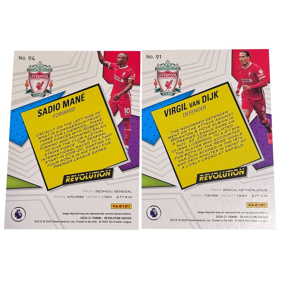 Коллекционные карточки PANINI Звезда Карта Коллекция Revolution Команда LIVERPOOL FC Ван Дейк Мане ТАКИ Комплект Out Условия Путешествия - изображение 2