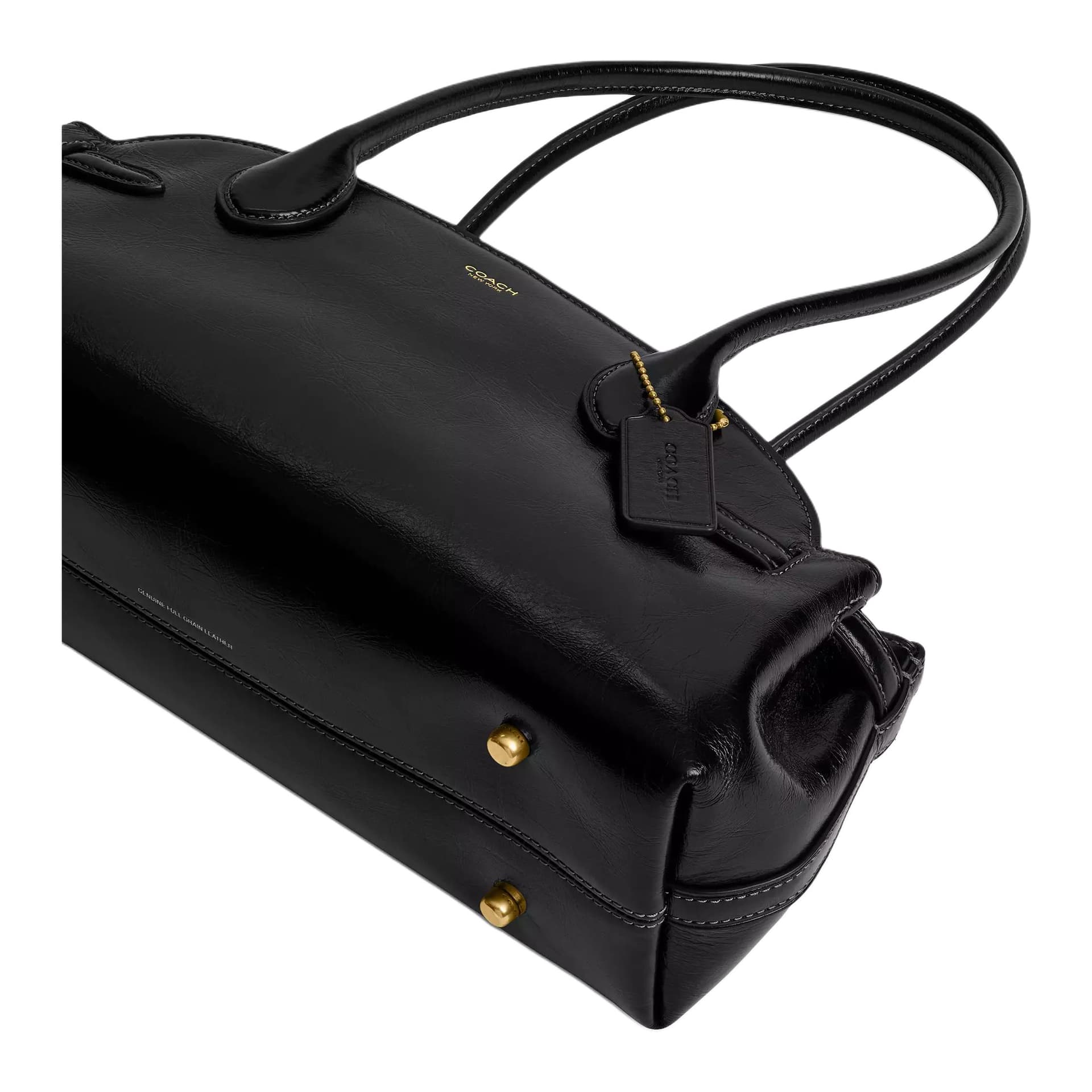 Мини-сумка COACH Empire Carryall Глазурованное покрытие Кожа Плечевая сумка Большая Женская Черная - изображение 6