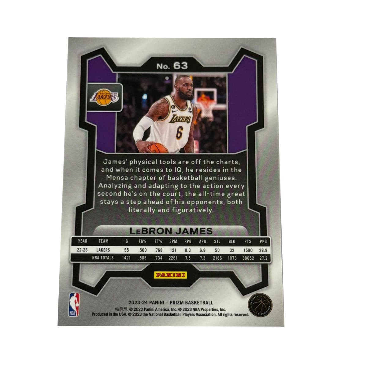 Коллекционные карточки PANINI 2023-24 Баскетбол NBA Prizm ЛеБрон Джеймс Спортивные карты Base - изображение 2